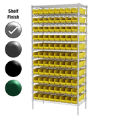 24"D x 36"W x 74"H Chrome Shelf w/ (12) Shelves and (88) 30124s