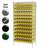 24"D x 36"W x 74"H Grey Epoxy Shelf w/ (12) Shelves and (88) 30124s