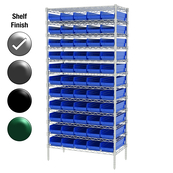 24"D x 36"W x 74"H Chrome Shelf w/ (12) Shelves and (55) 30164s