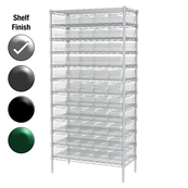 24"D x 36"W x 74"H Chrome Shelf w/ (12) Shelves and (55) 30164s
