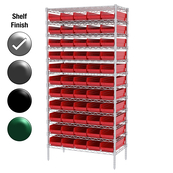 24"D x 36"W x 74"H Chrome Shelf w/ (12) Shelves and (55) 30164s
