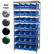 24"D x 36"W x 74"H Chrome Shelf w/ (8) Shelves and (28) 30284s