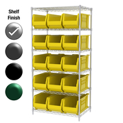 24"D x 36"W x 74"H Chrome Shelf w/ (6) Shelves and (15) 30287s