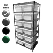 24"D x 36"W x 74"H Chrome Shelf w/ (7) Shelves and (12) JL25160968s