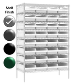 24"D x 48"W x 74"H Chrome Shelf w/ (9) Shelves and (32) 30014s