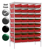24"D x 48"W x 74"H Chrome Shelf w/ (9) Shelves and (32) 30014s