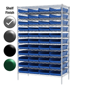24"D x 48"W x 74"H Chrome Shelf w/ (12) Shelves and (44) 30174s