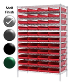 24"D x 48"W x 74"H Chrome Shelf w/ (12) Shelves and (44) 30174s