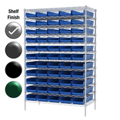 24"D x 48"W x 74"H Chrome Shelf w/ (12) Shelves and (55) 30184s