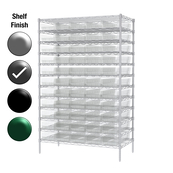 24"D x 48"W x 74"H Grey Epoxy Shelf w/ (12) Shelves and (55) 30184s
