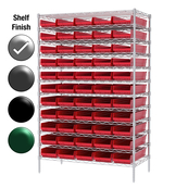 24"D x 48"W x 74"H Chrome Shelf w/ (12) Shelves and (55) 30184s