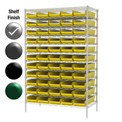 24"D x 48"W x 74"H Chrome Shelf w/ (12) Shelves and (55) 30184s