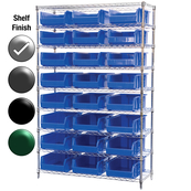 24"D x 48"W x 74"H Chrome Shelf w/ (9) Shelves and (24) 30280s