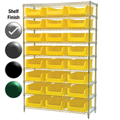 24"D x 48"W x 74"H Chrome Shelf w/ (9) Shelves and (24) 30280s