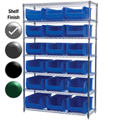 24"D x 48"W x 74"H Chrome Shelf w/ (7) Shelves and (18) 30281s