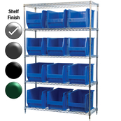 24"D x 48"W x 74"H Chrome Shelf w/ (5) Shelves and (12) 30282s