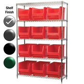 24"D x 48"W x 74"H Chrome Shelf w/ (5) Shelves and (12) 30282s