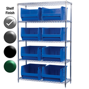 24"D x 48"W x 74"H Chrome Shelf w/ (5) Shelves and (8) 30283s