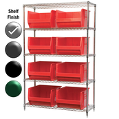 24"D x 48"W x 74"H Chrome Shelf w/ (5) Shelves and (8) 30283s