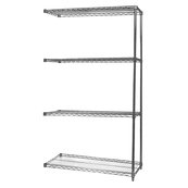 Grey, 24"D x 48"W x 74"H, 4 Shelf, Wire Shelving Adder Kit