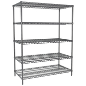 Grey, 24"D x 48"W x 74"H, 5 Shelf, Wire Shelving Starter Kit