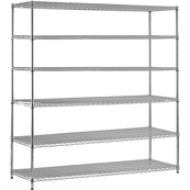 Chrome, 24"D x 60"W x 74"H, 6 Shelf, Wire Shelving Starter Kit