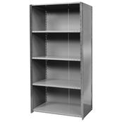 Grey, Heavy-Duty, 18" x 48" x 79" Free Standing, Closed 5 Shelf Steel Shelf Kit