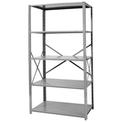 Grey, Heavy-Duty, 18" x 48" x 79" Free Standing, Open 5 Shelf Steel Shelf Kit