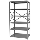 Grey, Heavy-Duty, 18" x 48" x 79" Free Standing, Open 6 Shelf Steel Shelf Kit