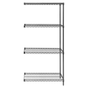 Grey, 12"D x 36"W x 86"H, 4 Shelf, Wire Shelving Adder Kit