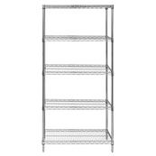 Chrome, 18"D x 36"W x 86"H, 5 Shelf, Wire Shelving Starter Kit