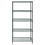 Grey, 18"D x 36"W x 86"H, 5 Shelf, Wire Shelving Starter Kit