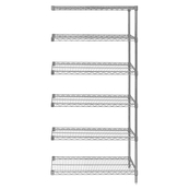 Chrome, 18"D x 36"W x 86"H, 6 Shelf, Wire Shelving Adder Kit