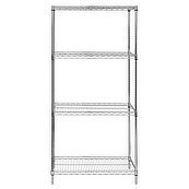 Chrome, 24"D x 36"W x 86"H, 4 Shelf, Wire Shelving Starter Kit