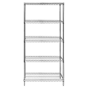 Chrome, 24"D x 36"W x 86"H, 5 Shelf, Wire Shelving Starter Kit
