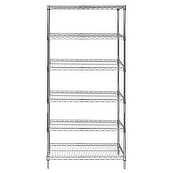 Chrome, 24"D x 36"W x 86"H, 6 Shelf, Wire Shelving Starter Kit