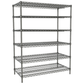 Grey, 24"D x 48"W x 86"H, 6 Shelf, Wire Shelving Starter Kit