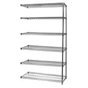 Grey, 12"D x 48"W x 96"H, 6 Shelf, Wire Shelving Adder Kit
