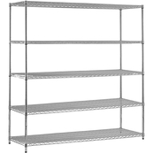 Chrome, 18"D x 60"W x 96"H, 5 Shelf, Wire Shelving Starter Kit