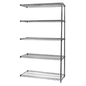 Grey, 24"D x 48"W x 96"H, 5 Shelf, Wire Shelving Adder Kit