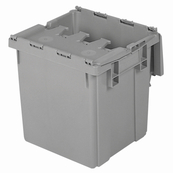 Grey, 15" x 14" x 15", Attached Lid Container