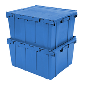 Blue, 24" x 20" x 12" Attached Lid Container, Traction Bottom