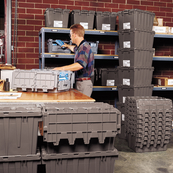 Grey, 27" x 17" x 9", Attached Lid Container