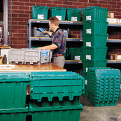 Green, 27" x 17" x 9", Attached Lid Container