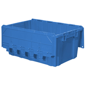 Blue, 27" x 17" x 12" Attached Lid Container, Traction Bottom