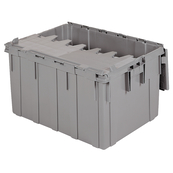 Grey, 28" x 21" x 15" Attached Lid Container, Traction Bottom