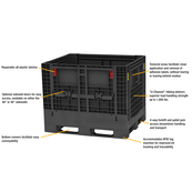 Black, 48" x 40" x 34", Collapsible, 2 Gates, 1800lbs Cap.