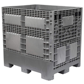 Grey, 48" x 40" x 46" , General Purpose Bulk Box, 2 Gates, 1200lbs Cap.
