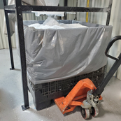 Black, 48" x 45" x 34", Extra-Duty Bulk Box, 2 Gates, 2500lbs Cap.