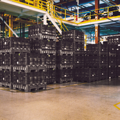 Black, 48" x 45" x 34", Extra-Duty Bulk Box, 2 Gates, 2500lbs Cap.